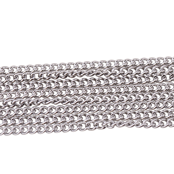 304 Stainless Steel Curb Chains, Soldered, 1x0.8x0.3mm