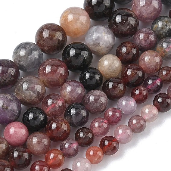 Нити бусин из натуральной цветной шпинели, круглые