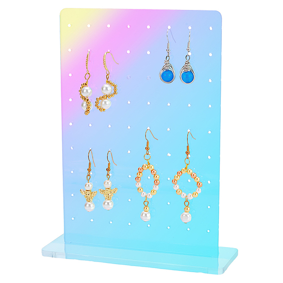 Акриловые вертикальные подставки для ювелирных изделий цвета радуги, 72 держатель-органайзер для сережек с основанием