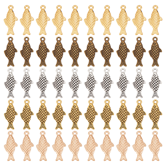 150 шт 5 цвета подвески из цинкового сплава в тибетском стиле, рыба