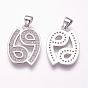 Brass Micro Pave Cubic Zirconia Pendants, Number