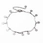304 Stainless Steel Flower Charm Anklets, with Lobster Claw Clasps