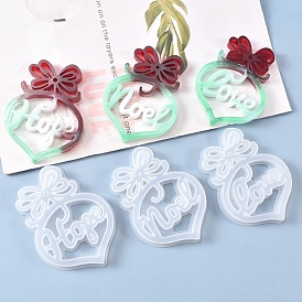 Christmas DIY Heart with Word Noel Silicone Molds, Resin Casting Pendant Molds, For UV Resin, Epoxy Resin Craft Making