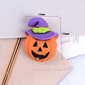 Opaque Resin Cabochons, for Hair Accessories, Halloween Theme, Pumpkin Jack-O'-Lantern