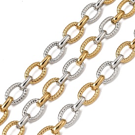 Двухцветные 304 цепочки из нержавеющей стали с текстурированным плетением, ионное покрытие (ip), несварные, с катушкой, овальные
