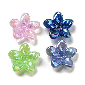 Plaqué couleur ab perles acryliques, avec de la poudre de paillettes, fleur