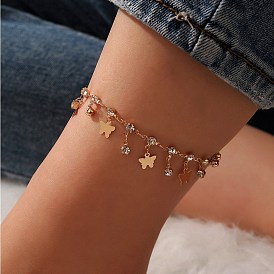 Sparkling Butterfly Anklet with Shimmering Tassels and Rhinestone Accents