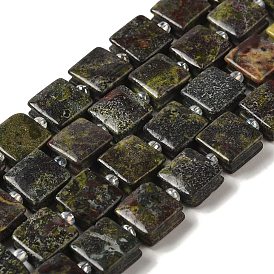 Natural Dragon Blood Jasper Beads Strands, Square, with Seed Beads