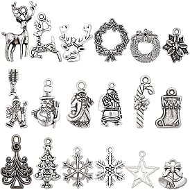 Christmas Theme Tibetan Style Alloy Pendants, Mixed Shapes