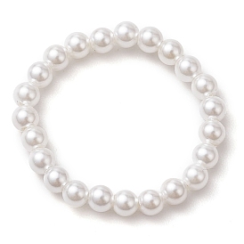 Round Shell Pearl Beaded Stretch Rings for Women