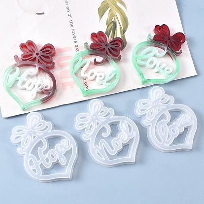 Christmas DIY Heart with Word Noel Silicone Molds, Resin Casting Pendant Molds, For UV Resin, Epoxy Resin Craft Making
