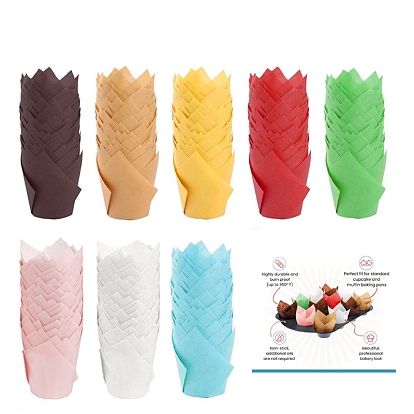 Tulip Paper Cupcake Baking Cups, Greaseproof Muffin Liners Holders Baking Wrappers