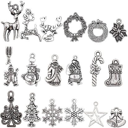 Christmas Theme Tibetan Style Alloy Pendants, Mixed Shapes