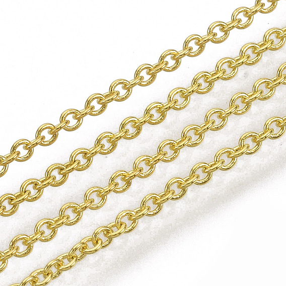 Brass Cable Chains, Soldered, with Spool, Oval, Cadmium Free & Lead Free, Long-Lasting Plated