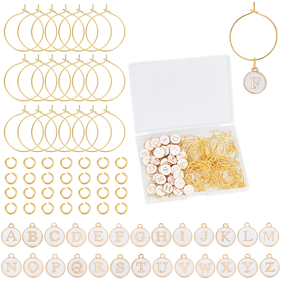 Наборы для самостоятельного изготовления колец с заглавными буквами a~z из латуни и эмали для бокалов с вином