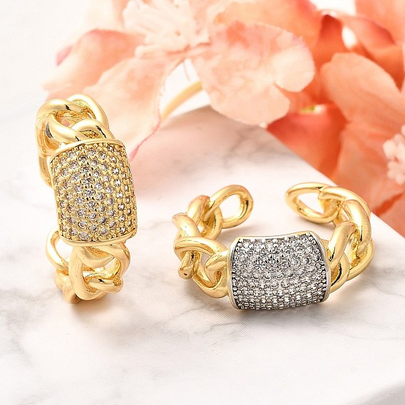 Латунные микро проложить манжеты кольца кубического циркония, прямоугольные кольца для женщин