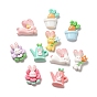 Cartoon Rabbit Theme Opaque Resin Decoden Cabochons, Flower & Rabbit & Watering Pots, Mixed Shapes