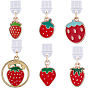 6Pcs 6 Styles Plastic Mobile Dustproof Plugs, with Alloy Enamel Strawberry Pendants, Light Gold