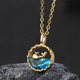 Whale has you whale pendant necklace niche female magic color blue sea clavicle chain ocean series necklace