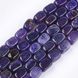 Natural Dragon Veins Agate Beads Strands, Dyed, Cuboid