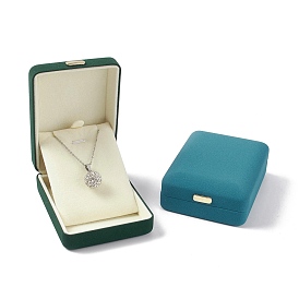 PU Leather Necklaces Gift Boxes, with Iron Crown, Cuboid