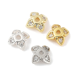 Латунный микропаве, прозрачная шапочка для бусин из кубического циркония, цветок