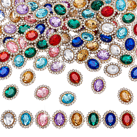 80шт 8 цвета пришиваем стразы, многожильные звенья из сплава цинка и смоляных стразов, золотые, овальные