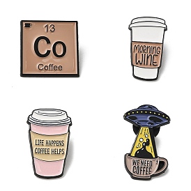 Creative Coffee Enamel Pins, Black Alloy Brooch for Backpack Clothes