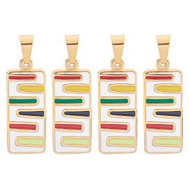 Unicraftale 4Pcs 304 Stainless Steel Pendants, with Enamel, Rectangle, Colorful