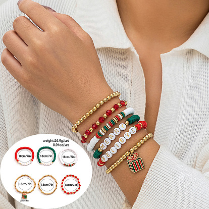 Рождественская тематика ручная работа полимерная глина heishi & ccb & акриловые бусины эластичные браслеты для женщин