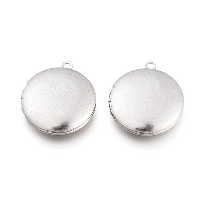 Placage ionique (ip) 304 pendentifs de médaillon d'étiquette d'estampage vierge en acier inoxydable, cadre de photo charmant pour colliers, plat rond