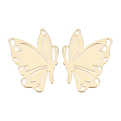 Brass Filigree Joiners Links, Long-Lasting Plated, Butterfly