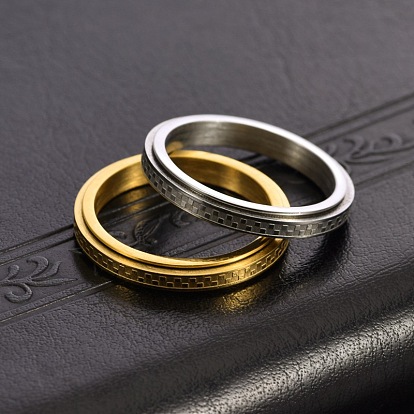 304 вращающиеся кольца для пальцев из нержавеющей стали, шотландка шаблон, Кольцо-спиннер для успокоения беспокойства, медитации