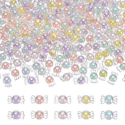 200 шт прозрачные акриловые бусины, бусина в бусине, конфеты, AB цвет