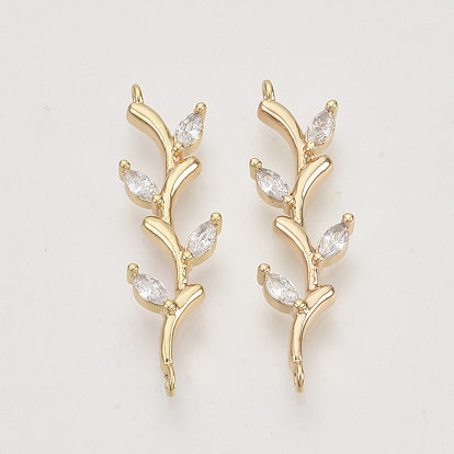 Медные кубические циркониевые связи / соединители, реальный 18 k позолоченный, цветок, прозрачные, без никеля 