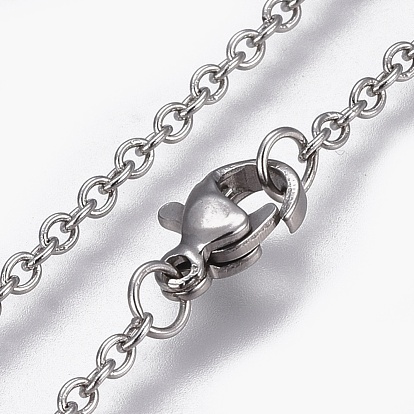 304 Stainless Steel Cable Chain Necklaces, with 304 Stainless Steel Beads and Clasps