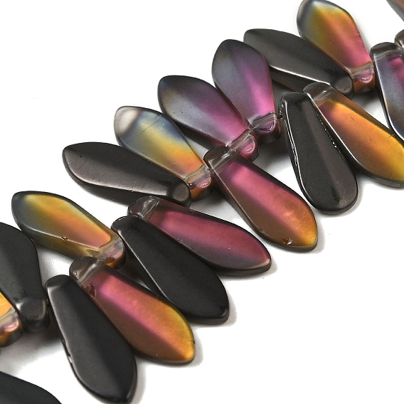 Стеклянные бусины с гальваническим покрытием , с половиным покрытием, слеза