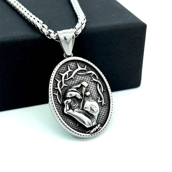 Мужские ожерелья в стиле ретро-рок-панк «Рука Иисуса» 304 из нержавеющей стали