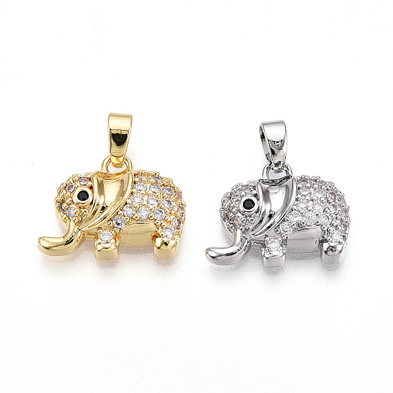 Латунные микро проложить кубического циркония подвески, без кадмия и без свинца, Слон прелести