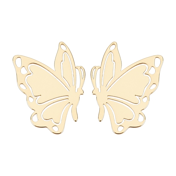 Brass Filigree Joiners Links, Long-Lasting Plated, Butterfly