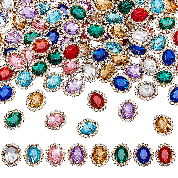 80шт 8 цвета пришиваем стразы, многожильные звенья из сплава цинка и смоляных стразов, золотые, овальные
