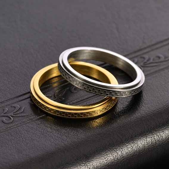 304 вращающиеся кольца для пальцев из нержавеющей стали, шотландка шаблон, Кольцо-спиннер для успокоения беспокойства, медитации