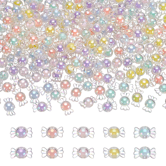 200 шт прозрачные акриловые бусины, бусина в бусине, конфеты, AB цвет