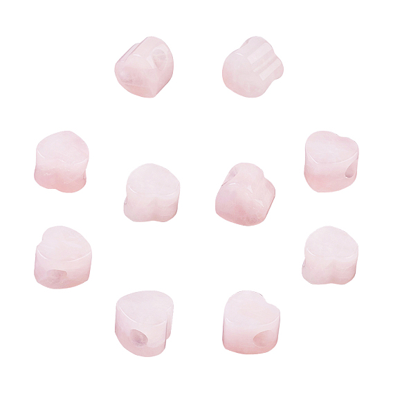 Natural Rose Quartz European Beads, Large Hole Beads, Heart