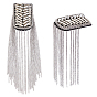 Velvet & Iron Curb Chain Tassel Rivet Epaulettes, Shoulder Badges, with Brooch, Rectangle