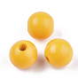 Painted Natural Wood European Beads, Large Hole Beads, Round