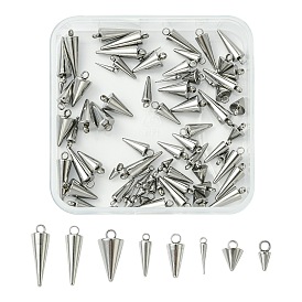 80 шт 8 стили подвески из нержавеющей стали, шип / конус