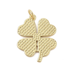 Four-Leaf Clover Rack Plating Brass Pendants, Long-Lasting Plated, Lead Free & Cadmium Free