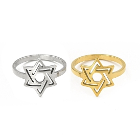 201 Stainless Steel Finger Rings, Hollow Out Star Rings for Women