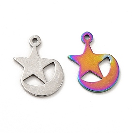 Ion Plating(IP) 201 Stainless Steel Pendants, Moon with Star